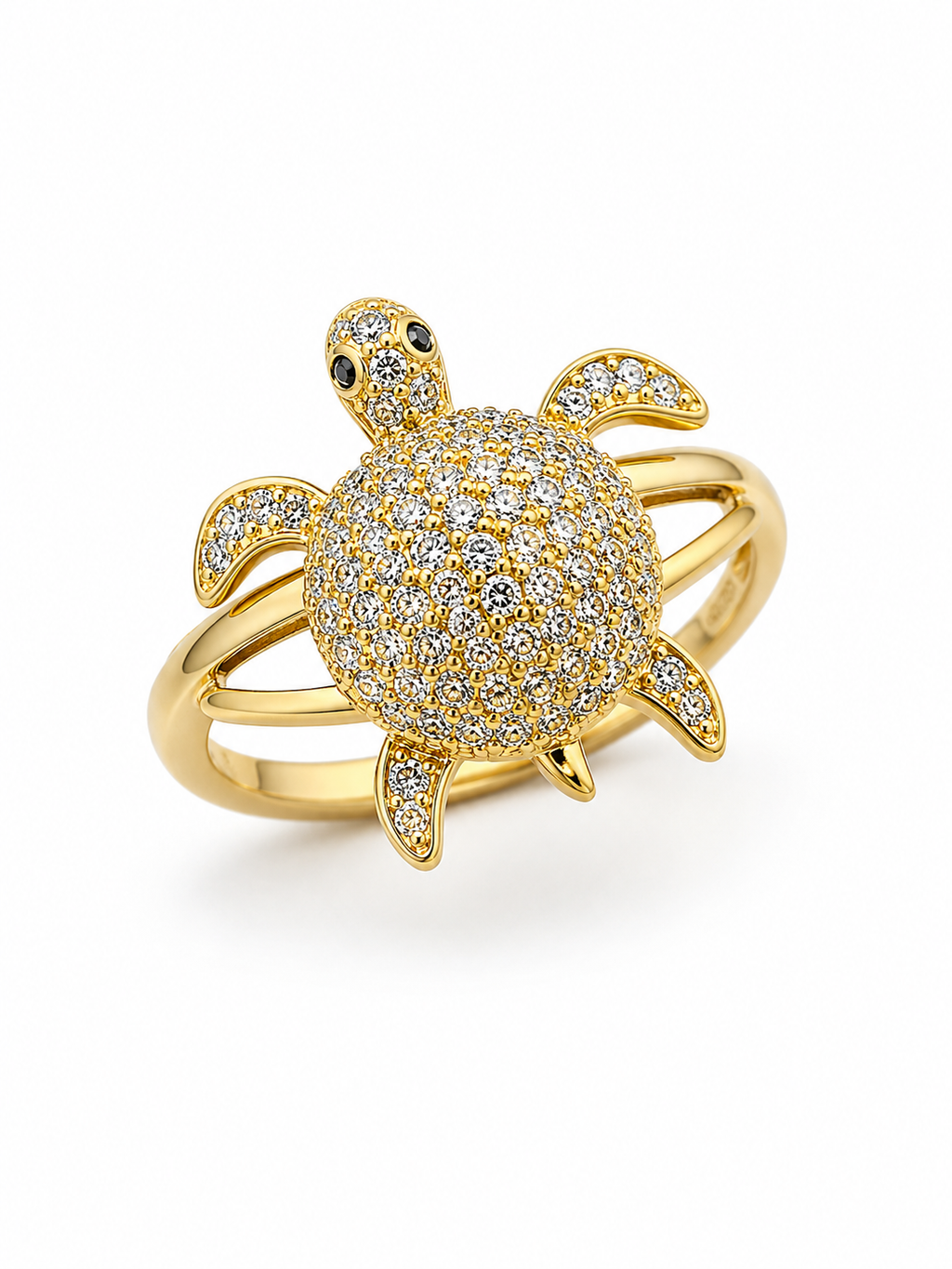 Gold Pavé Sea Turtle Statement Ring