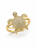 Gold Pavé Sea Turtle Statement Ring