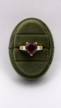 Gold Heart Solitaire Ring — Red