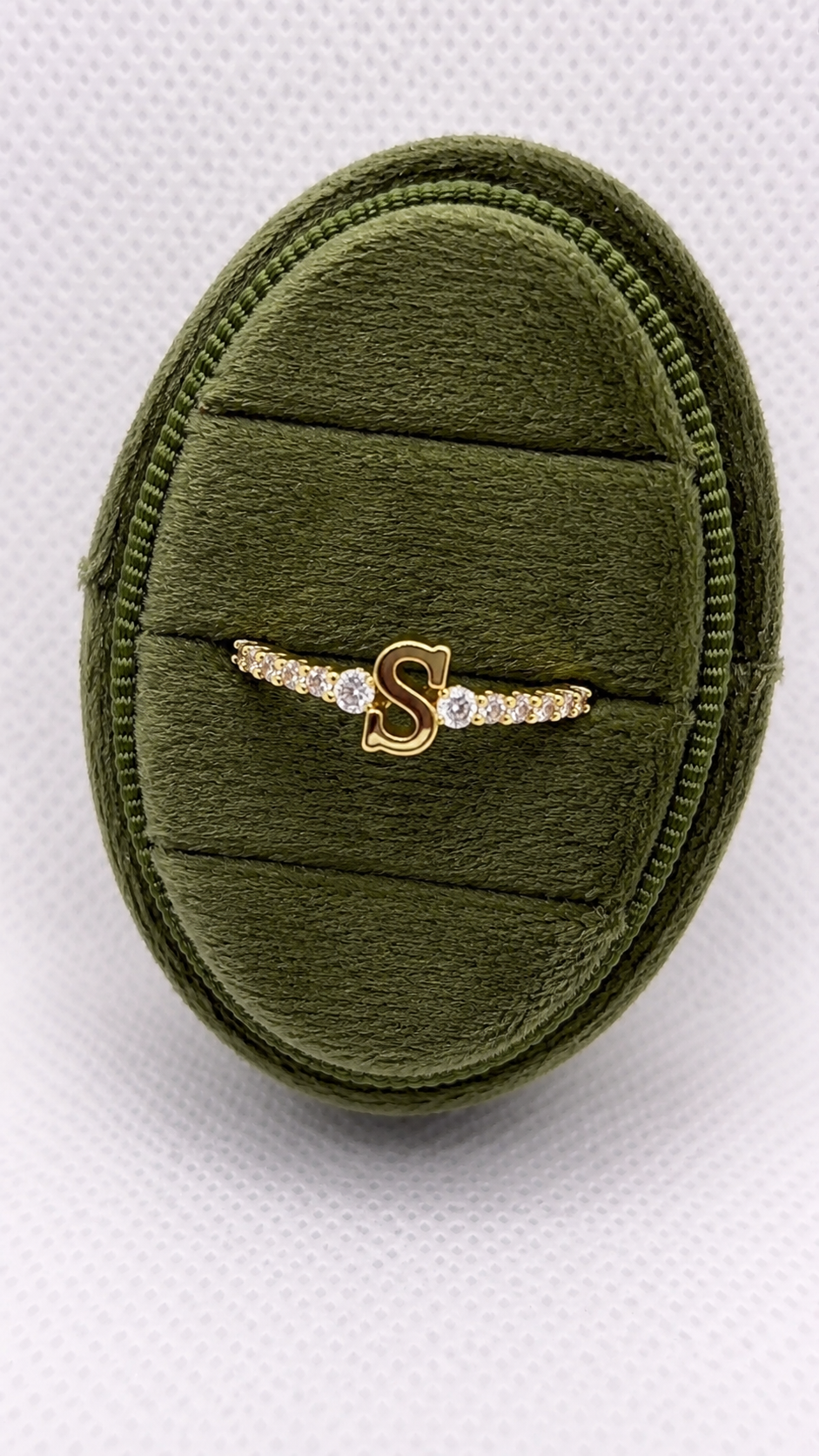 Gold Initial "S" Crystal Pavé Ring