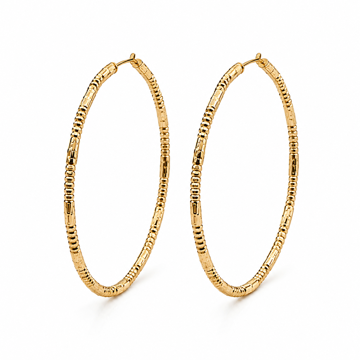Textured Gold Oversized Hoop Earrings