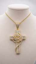 Iced Out Rose Cross Pendant
