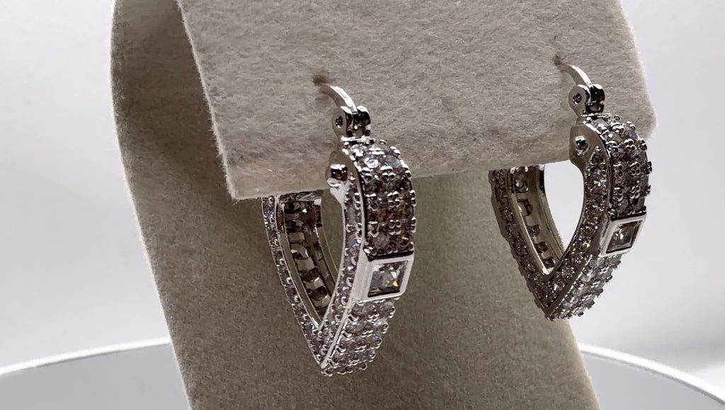 Black Ice Heart Hoop Earrings