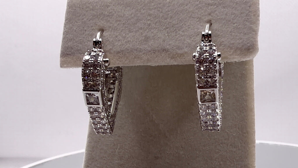 Black Ice Heart Hoop Earrings
