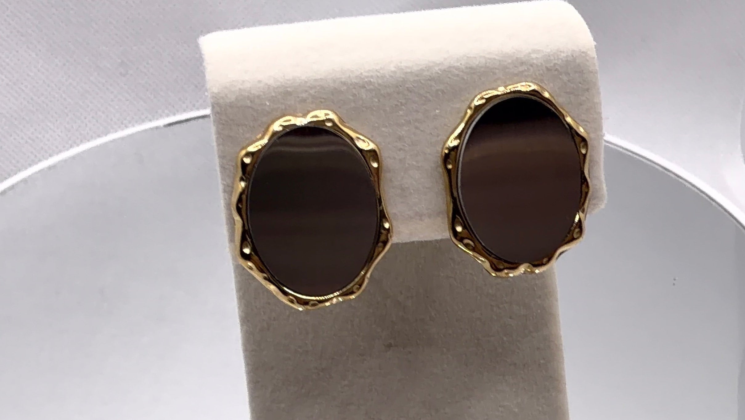 Smoke & Gold Oval Statement Earrings