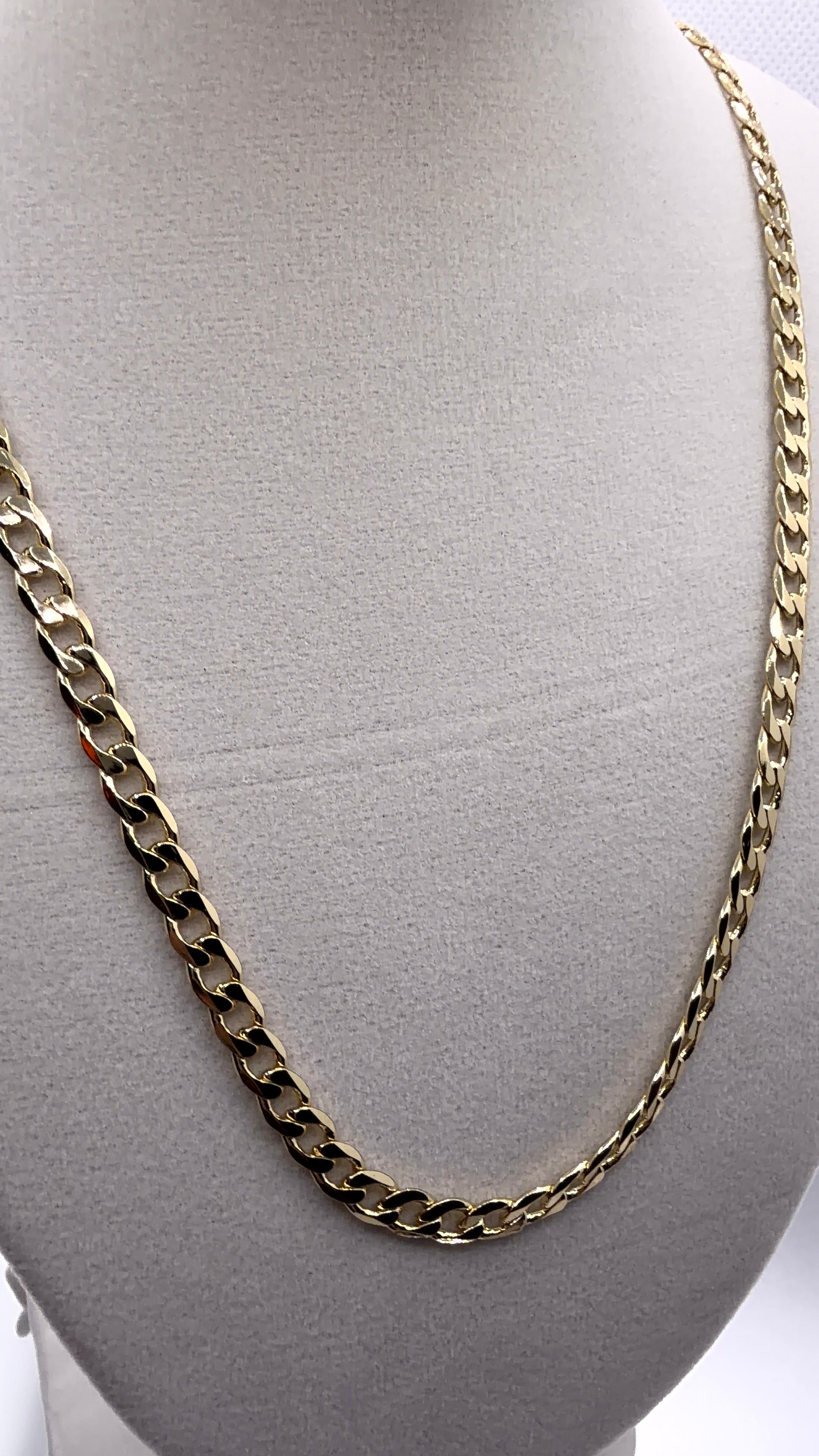 Gold Cuban Curb Chain Necklace 22"