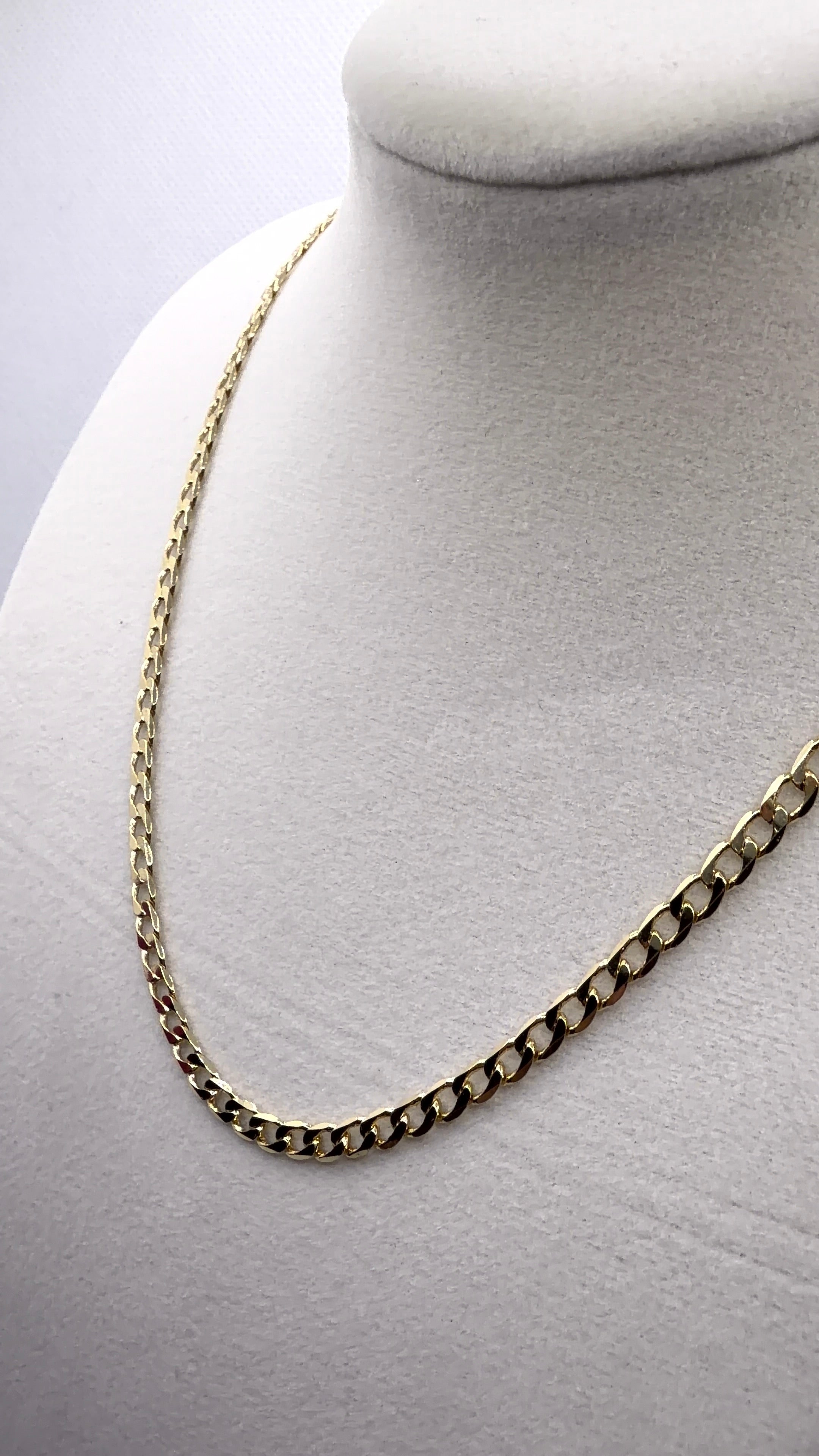 Gold Cuban Curb Chain Necklace 22"
