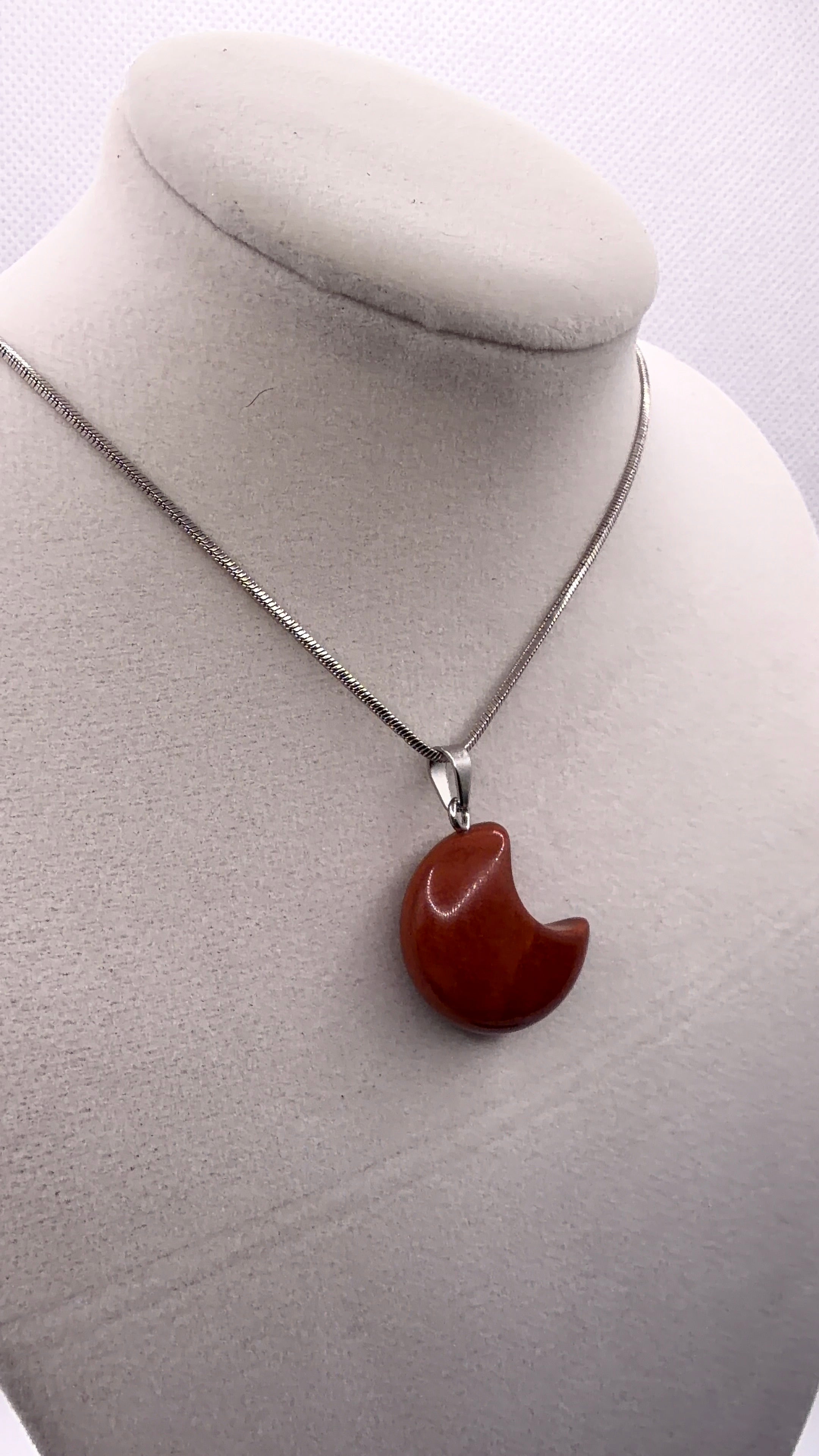 Red Jasper Crescent Moon Pendant