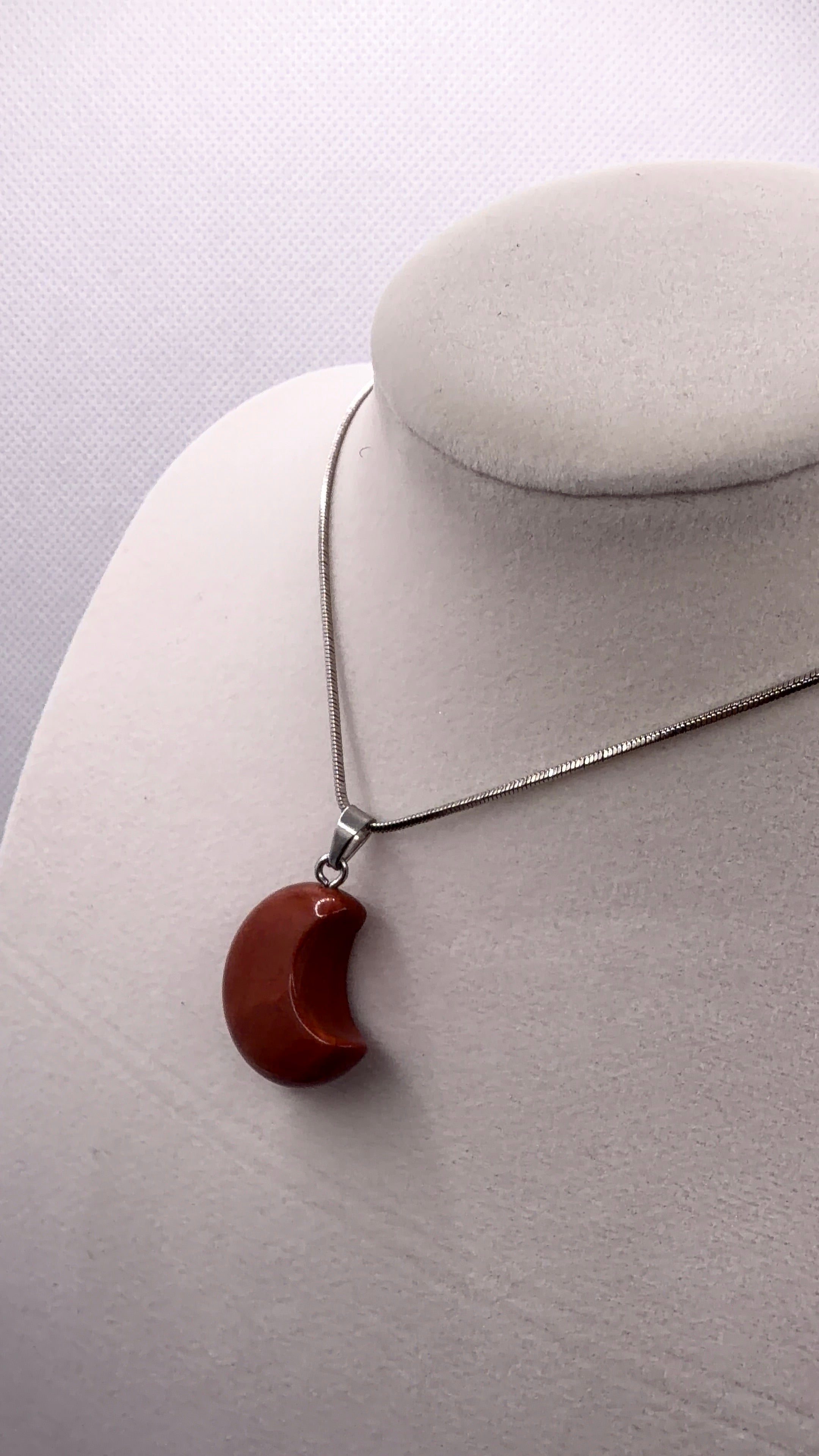Red Jasper Crescent Moon Pendant