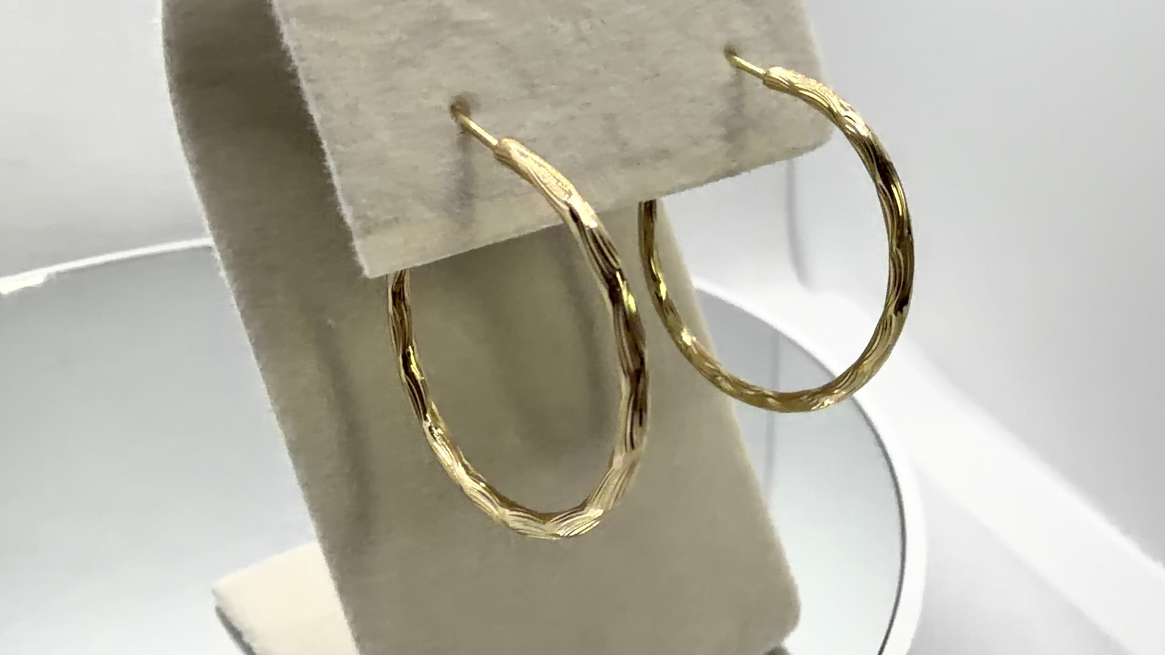 Gold Textured Twist Hoop Earrings