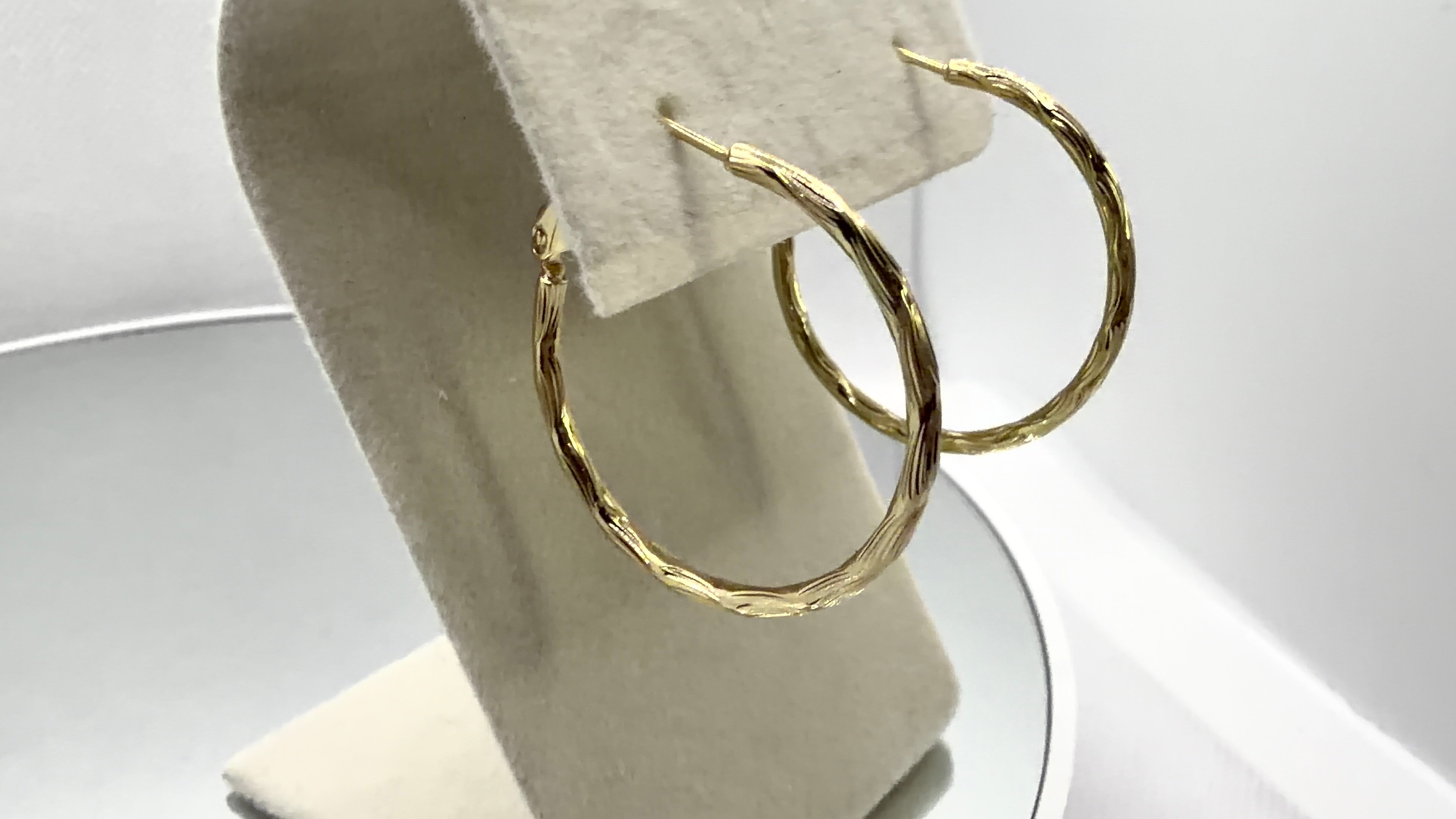 Gold Textured Twist Hoop Earrings