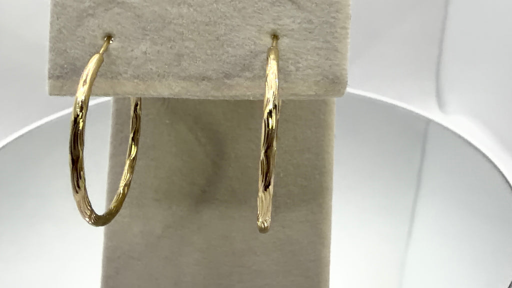 Gold Textured Twist Hoop Earrings