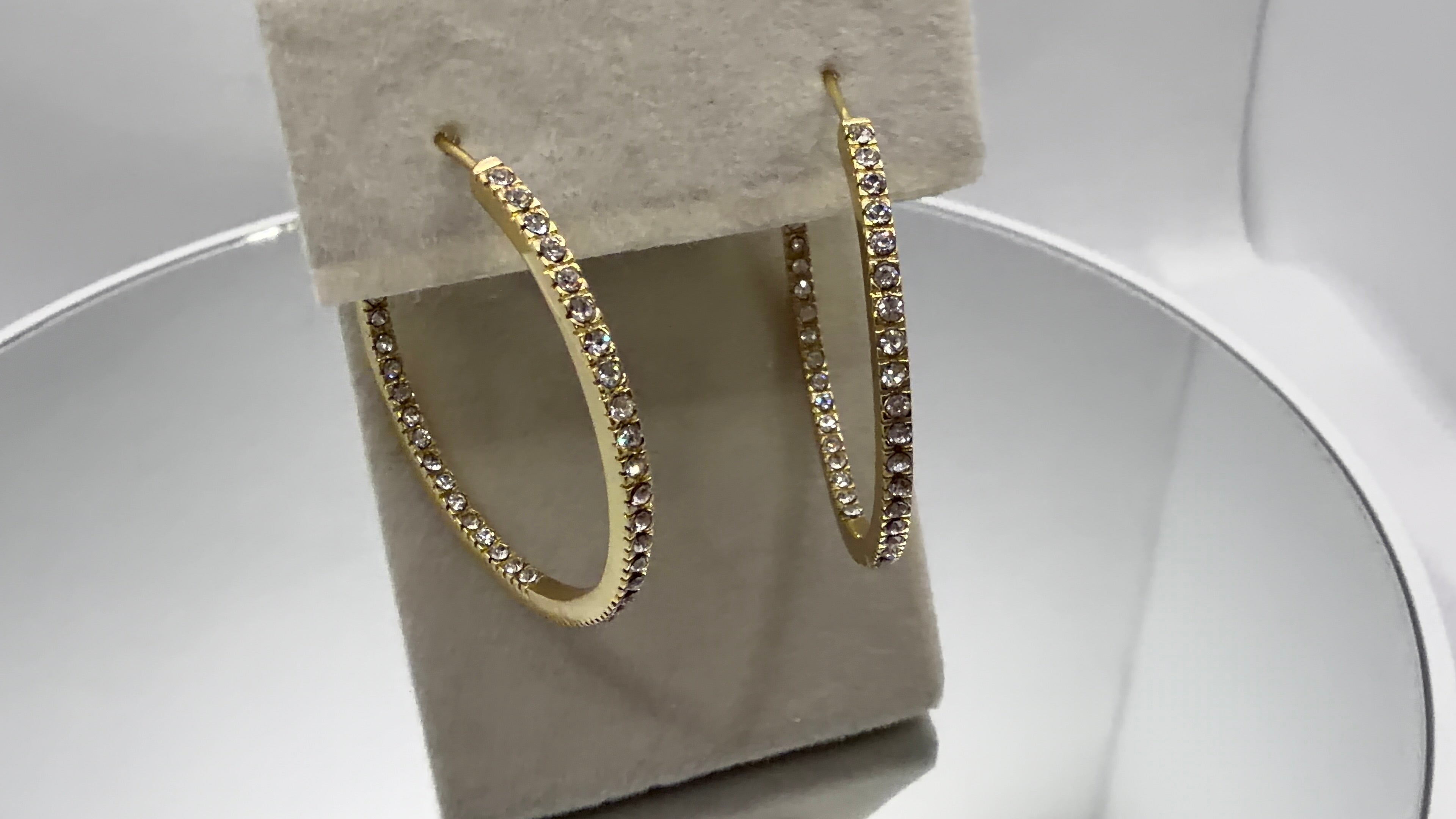 Gold CZ Inside-Out Hoop Earrings
