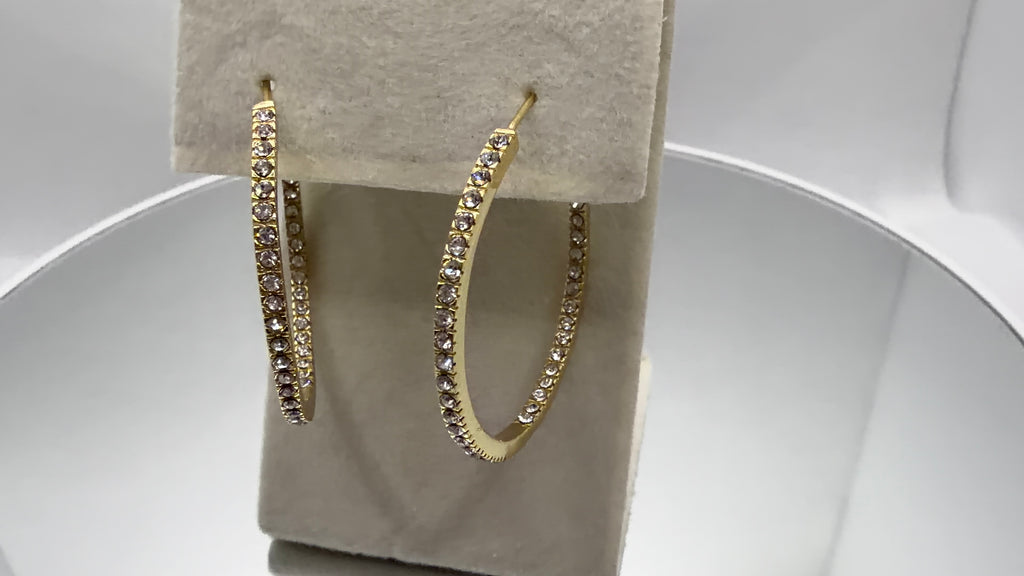 Gold CZ Inside-Out Hoop Earrings