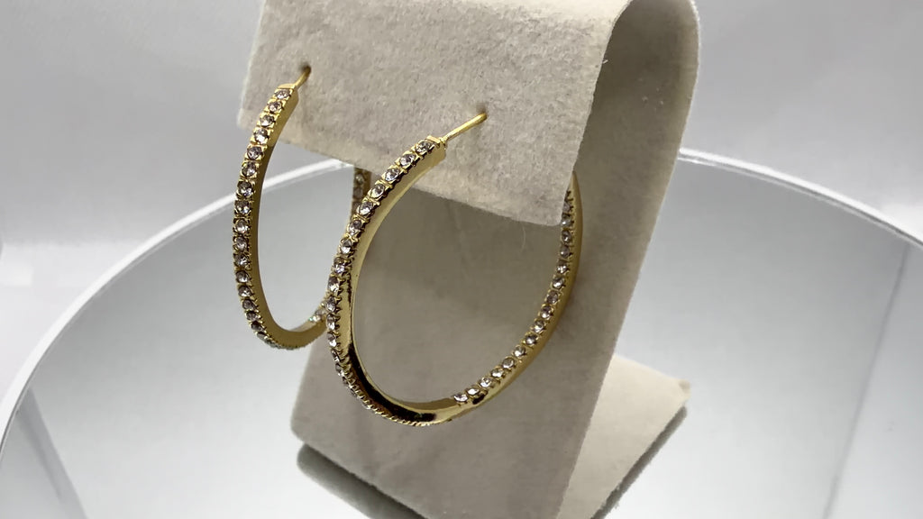Gold CZ Inside-Out Hoop Earrings