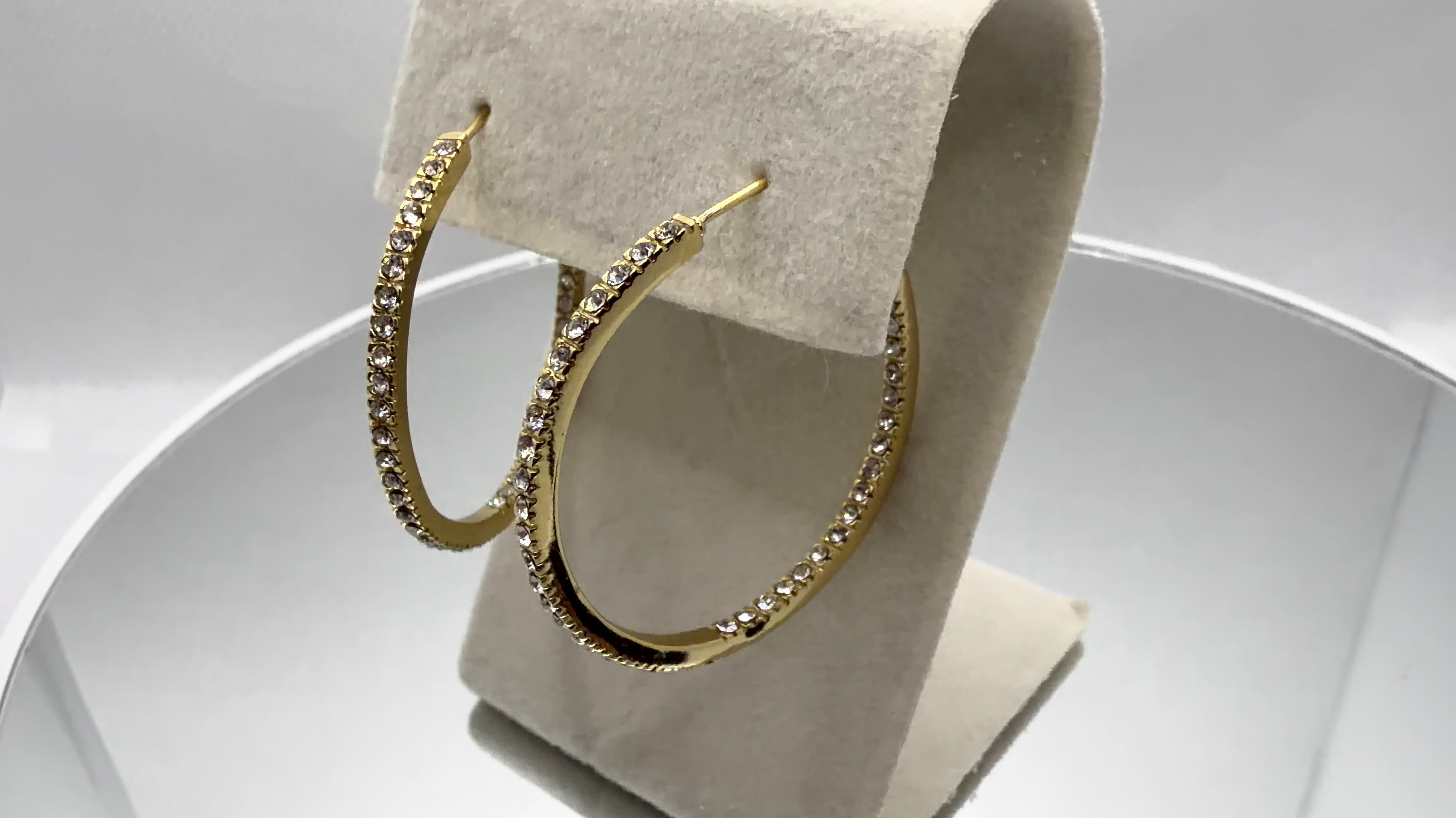 Gold CZ Inside-Out Hoop Earrings