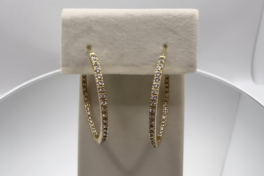 Gold CZ Inside-Out Hoop Earrings