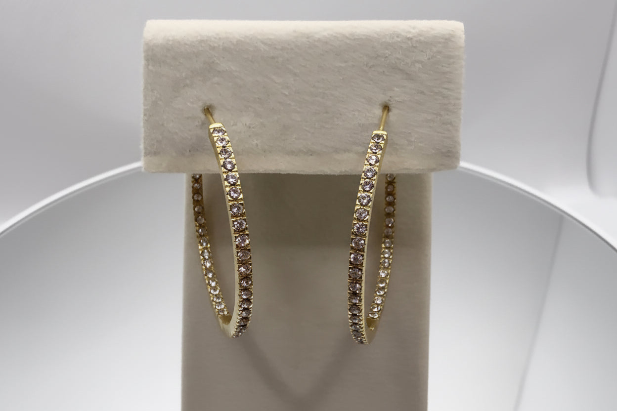 Gold CZ Inside-Out Hoop Earrings