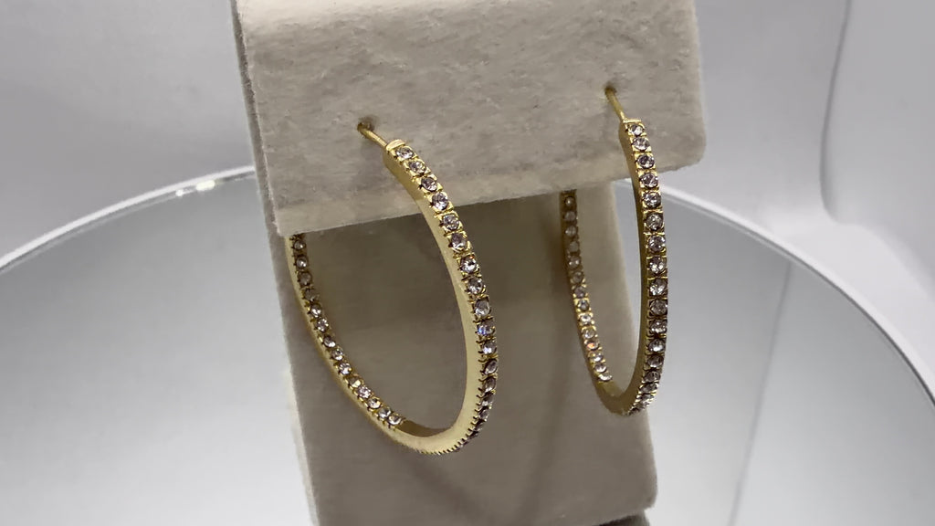 Gold CZ Inside-Out Hoop Earrings