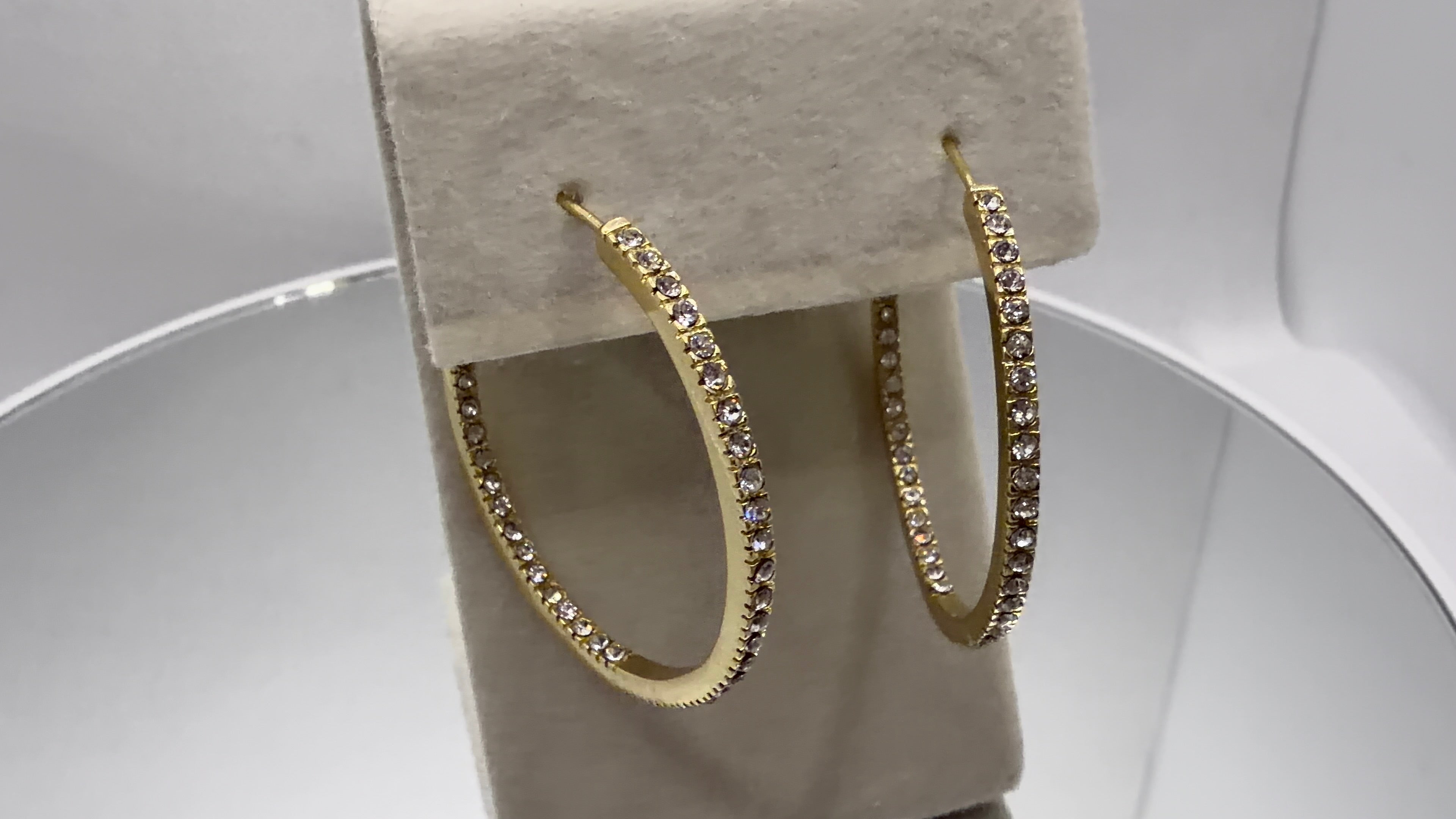 Gold CZ Inside-Out Hoop Earrings