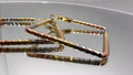 Tri-Tone Square Box Chain Hoop Earrings