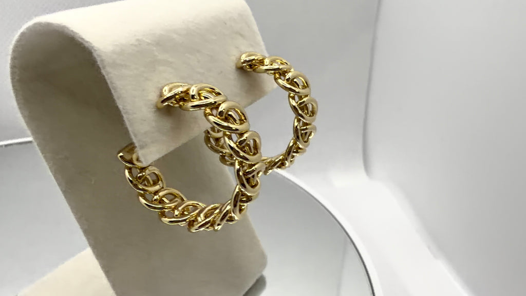 Gold Chain Link Hoop Earrings