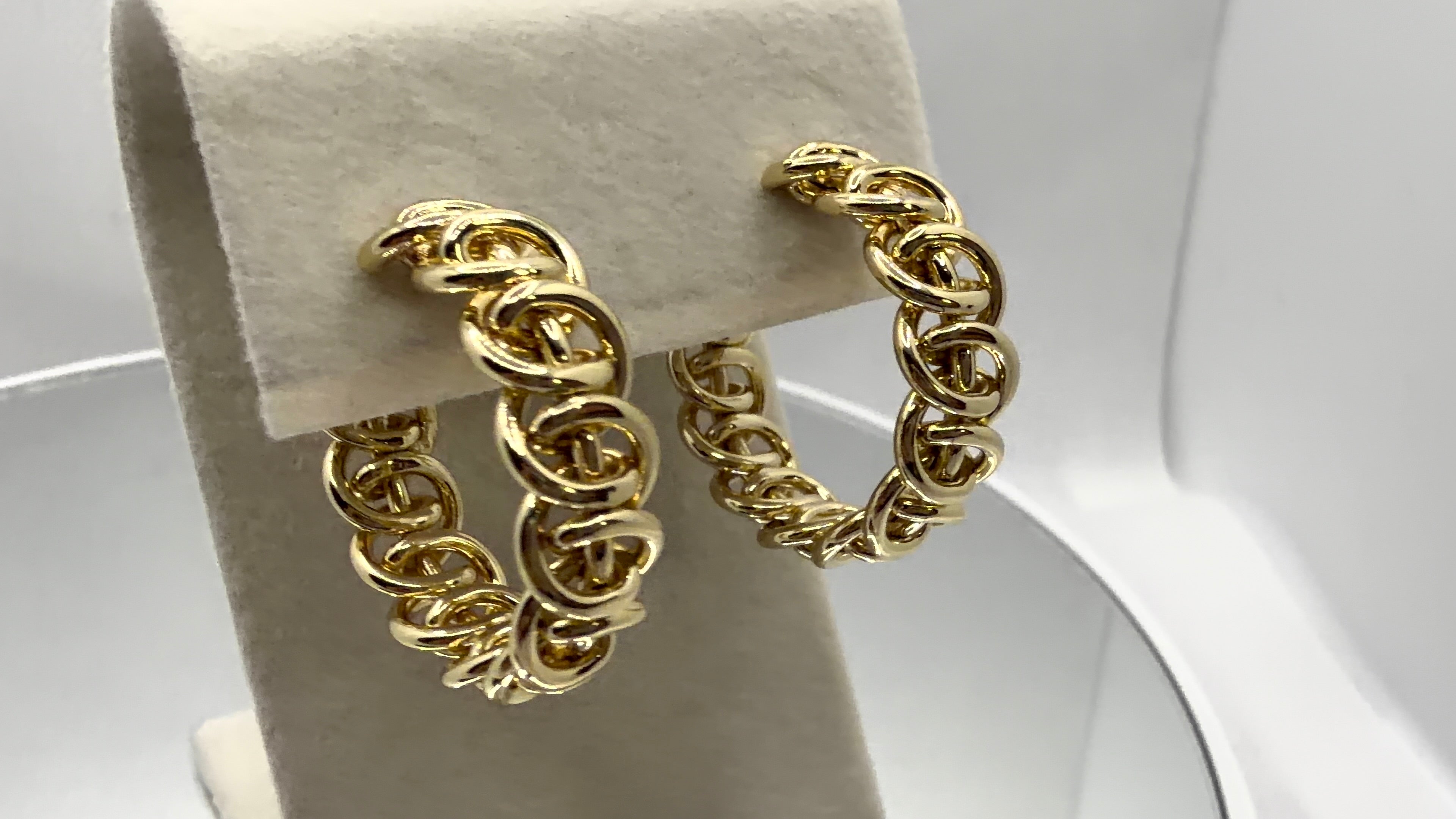 Gold Chain Link Hoop Earrings
