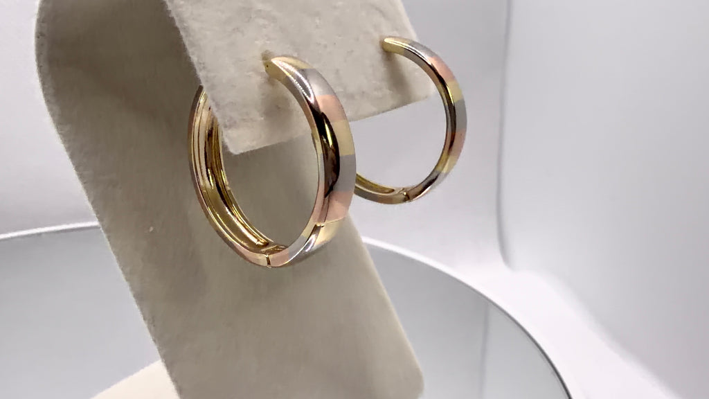 Tri-Tone Chunky Hoop Earrings