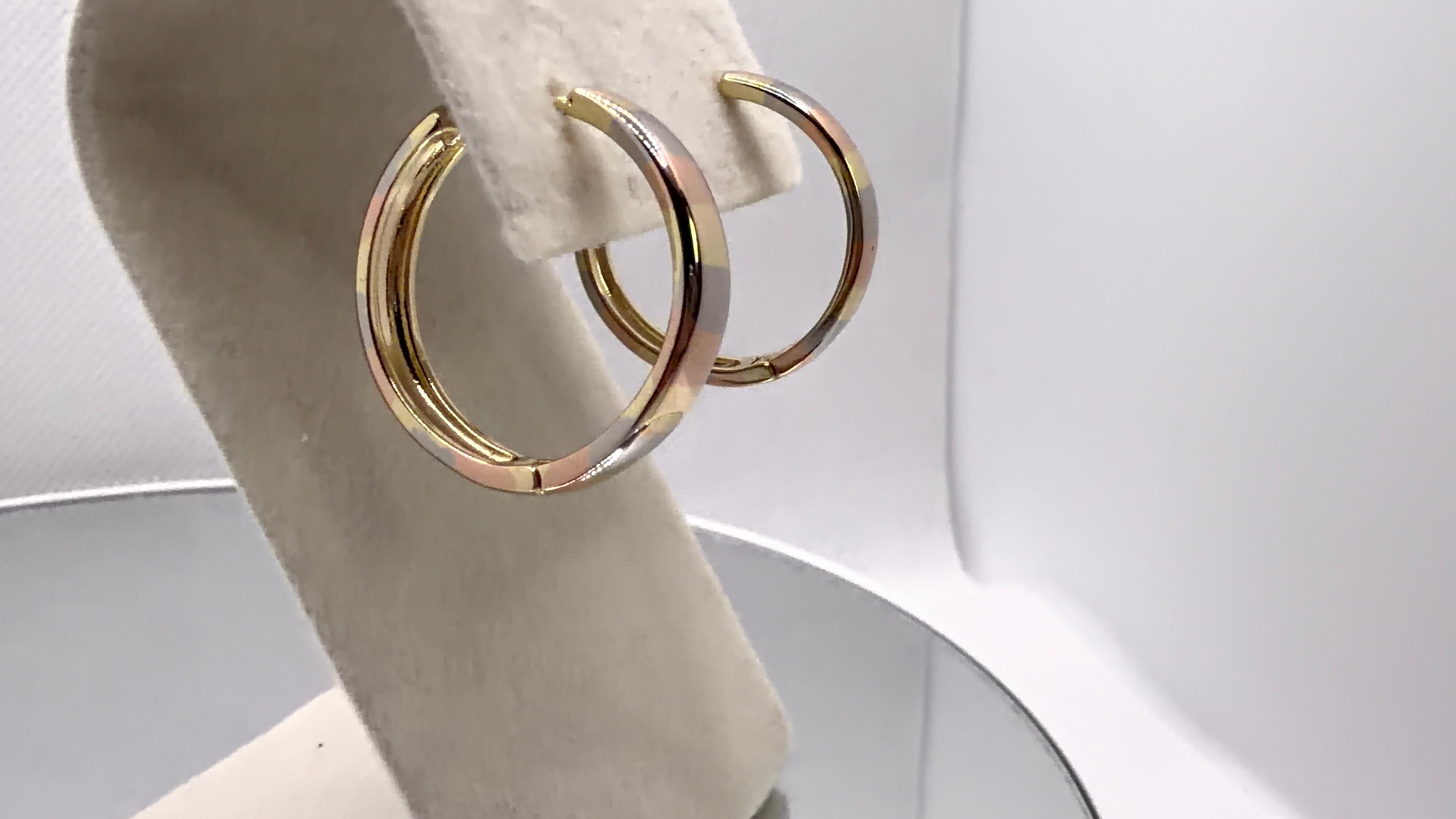 Tri-Tone Chunky Hoop Earrings