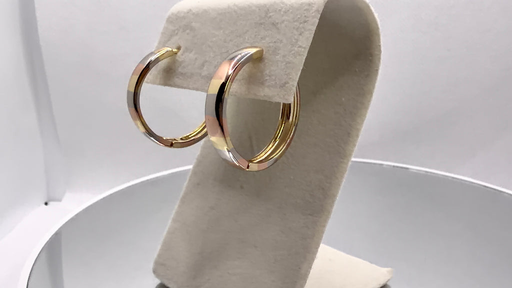 Tri-Tone Chunky Hoop Earrings