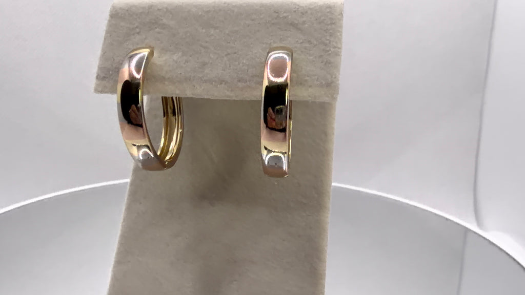 Tri-Tone Chunky Hoop Earrings