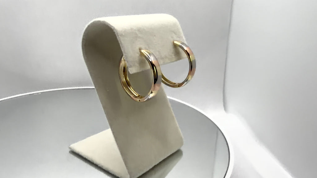 Tri-Tone Chunky Hoop Earrings