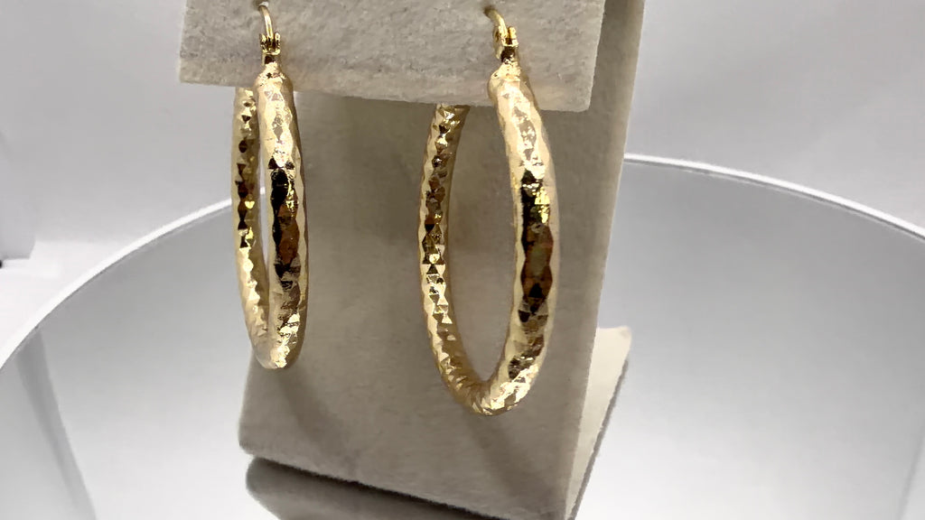 Gold Hammered Hoop Earrings