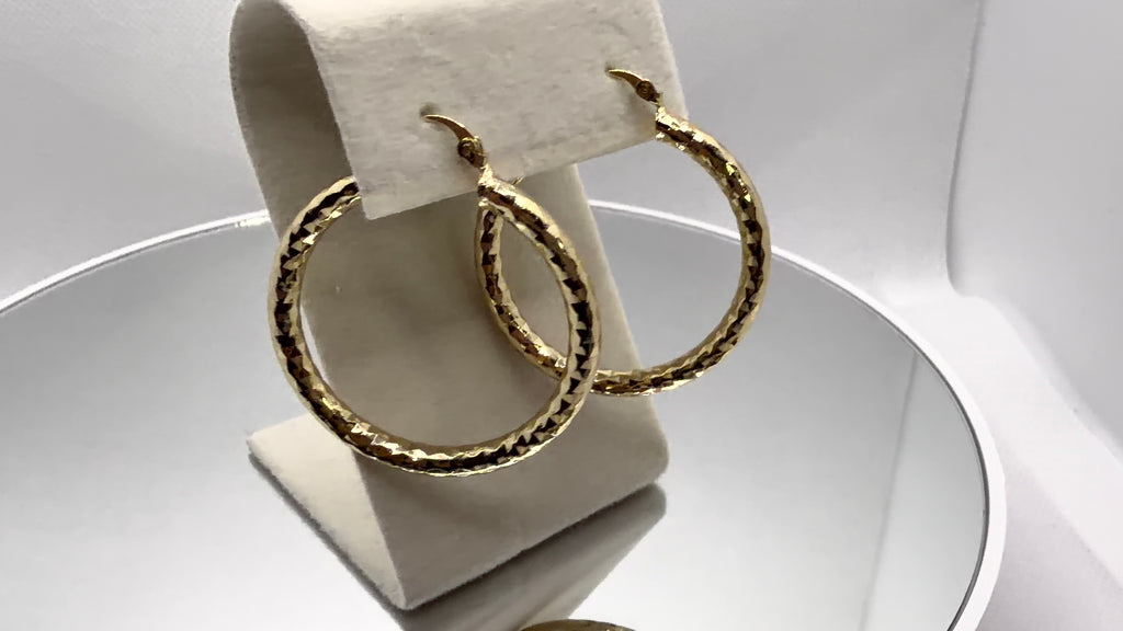 Gold Hammered Hoop Earrings