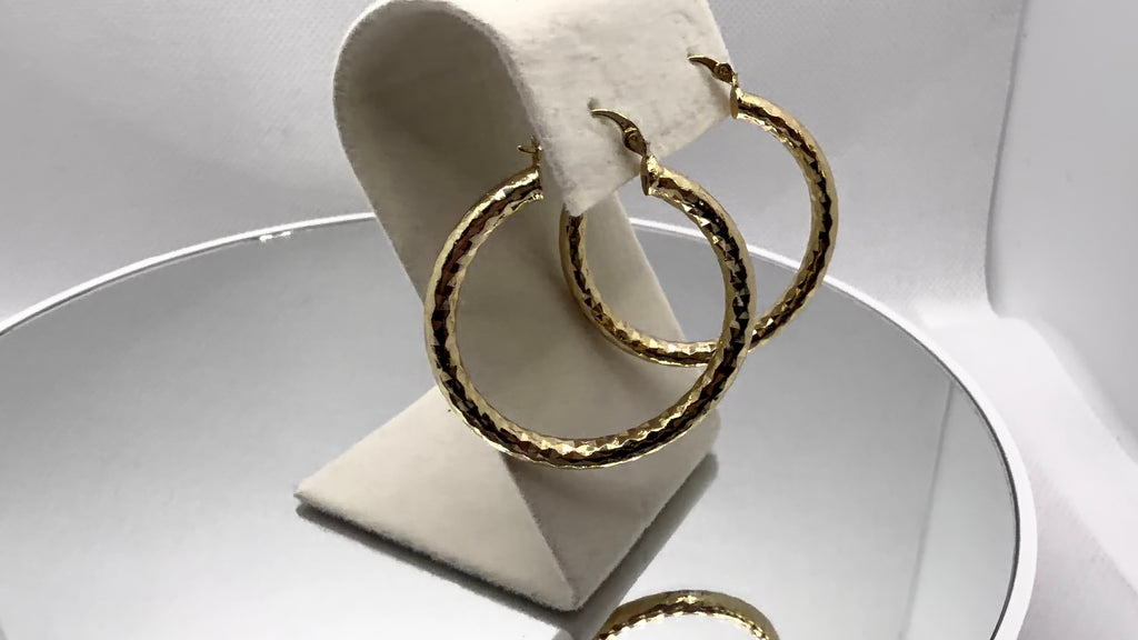 Gold Hammered Hoop Earrings