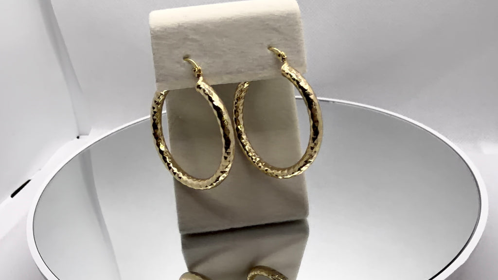 Gold Hammered Hoop Earrings
