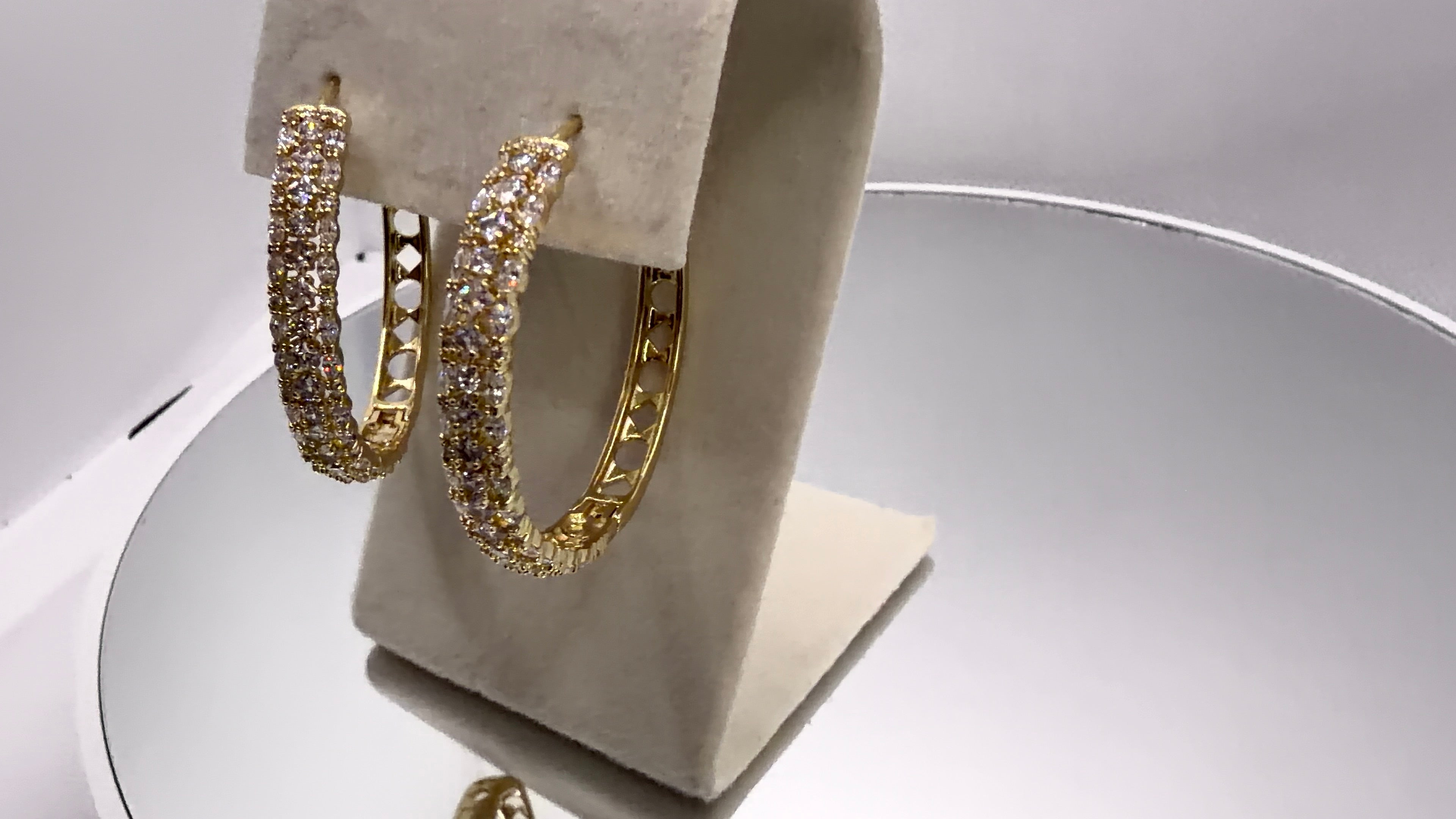 Crystal Pavé Gold Hoop Earrings