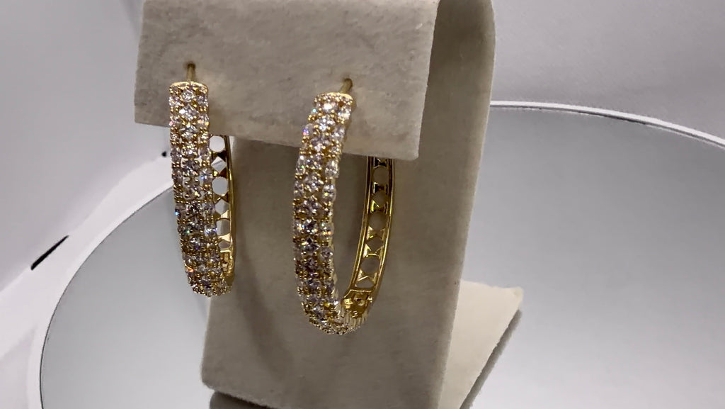 Crystal Pavé Gold Hoop Earrings