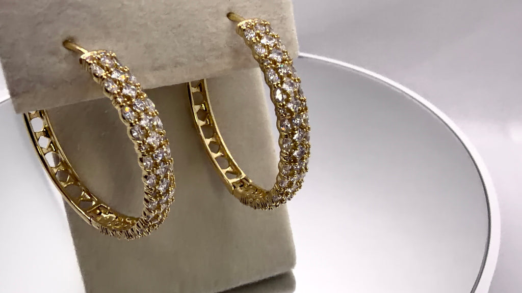 Crystal Pavé Gold Hoop Earrings