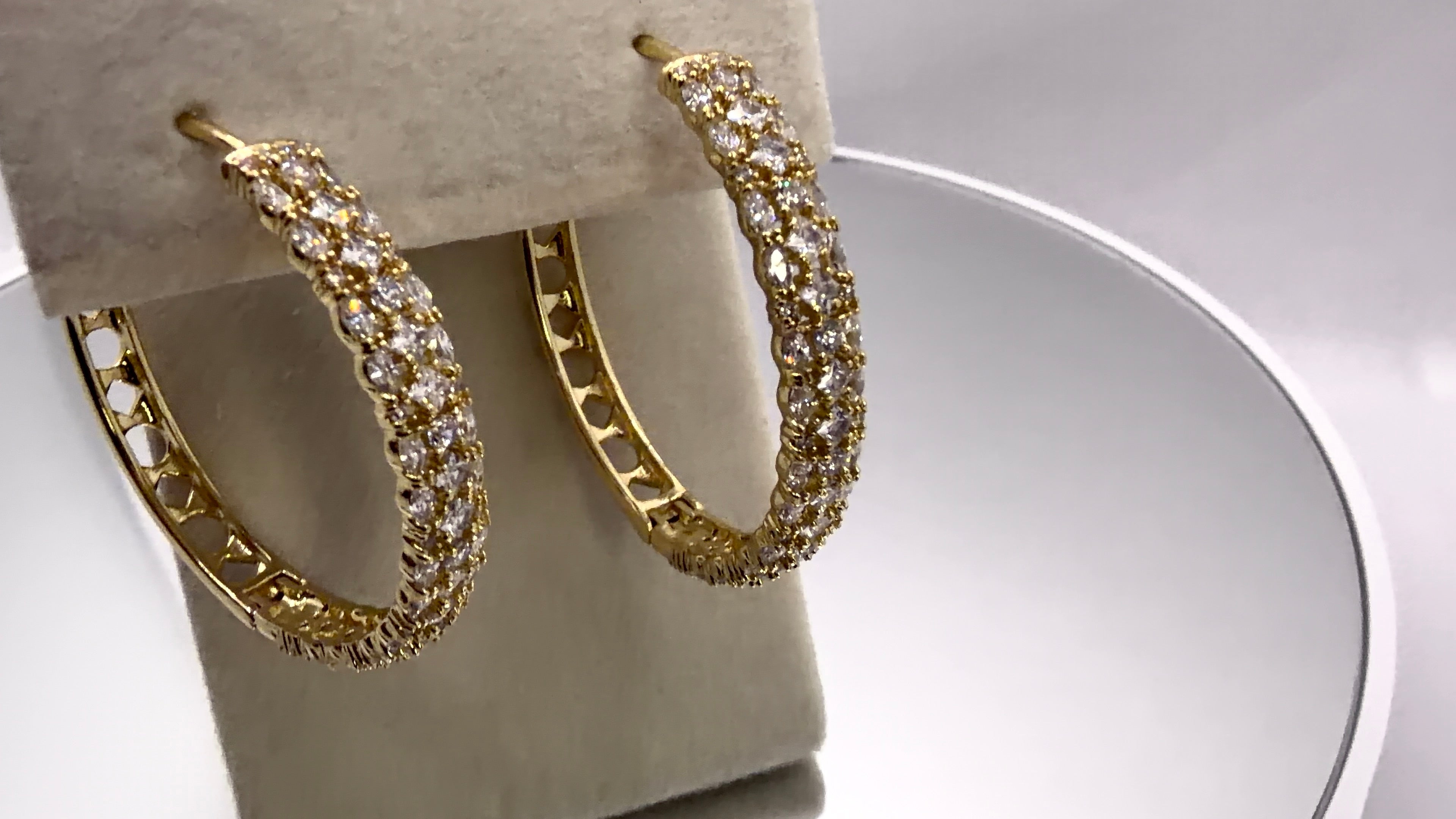 Crystal Pavé Gold Hoop Earrings