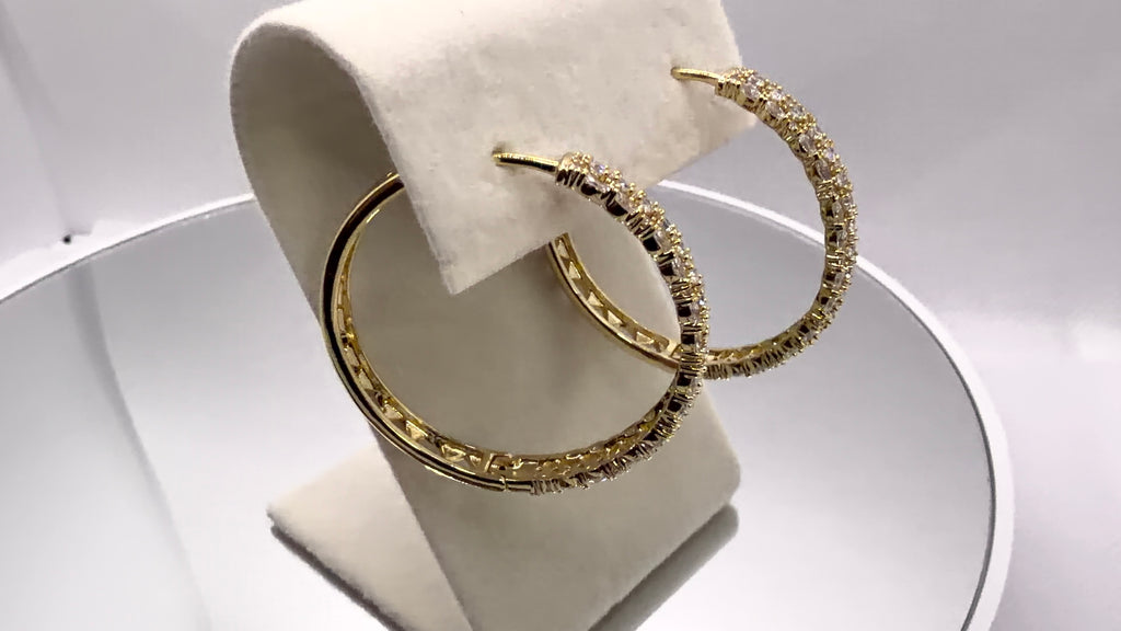 Crystal Pavé Gold Hoop Earrings