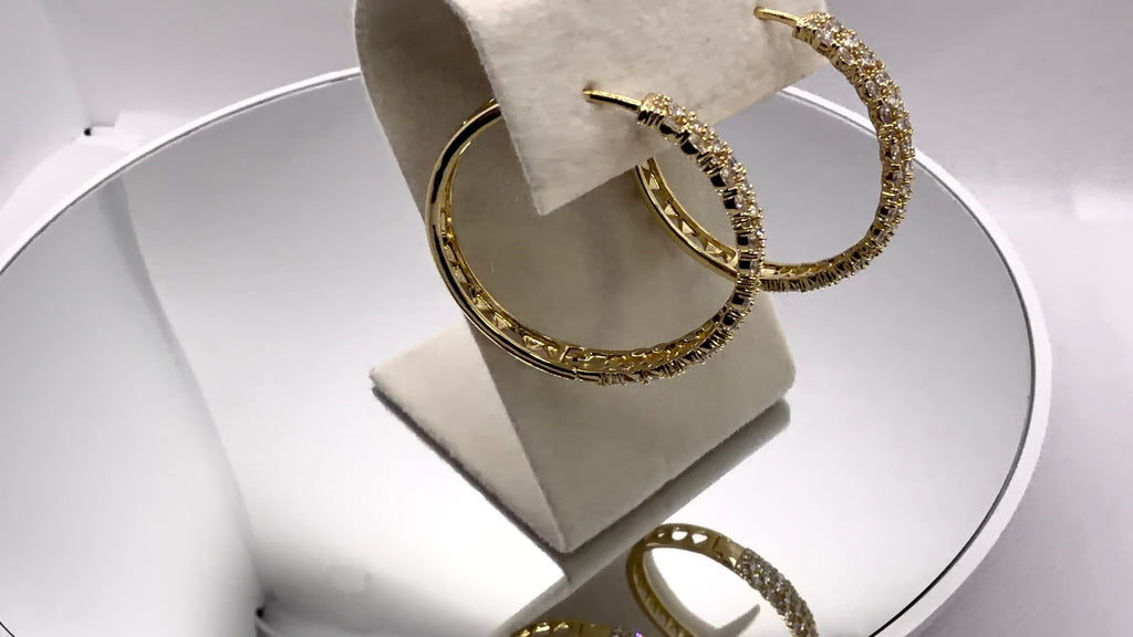 Crystal Pavé Gold Hoop Earrings