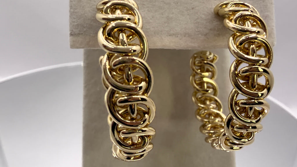 Gold Chain Link Hoop Earrings