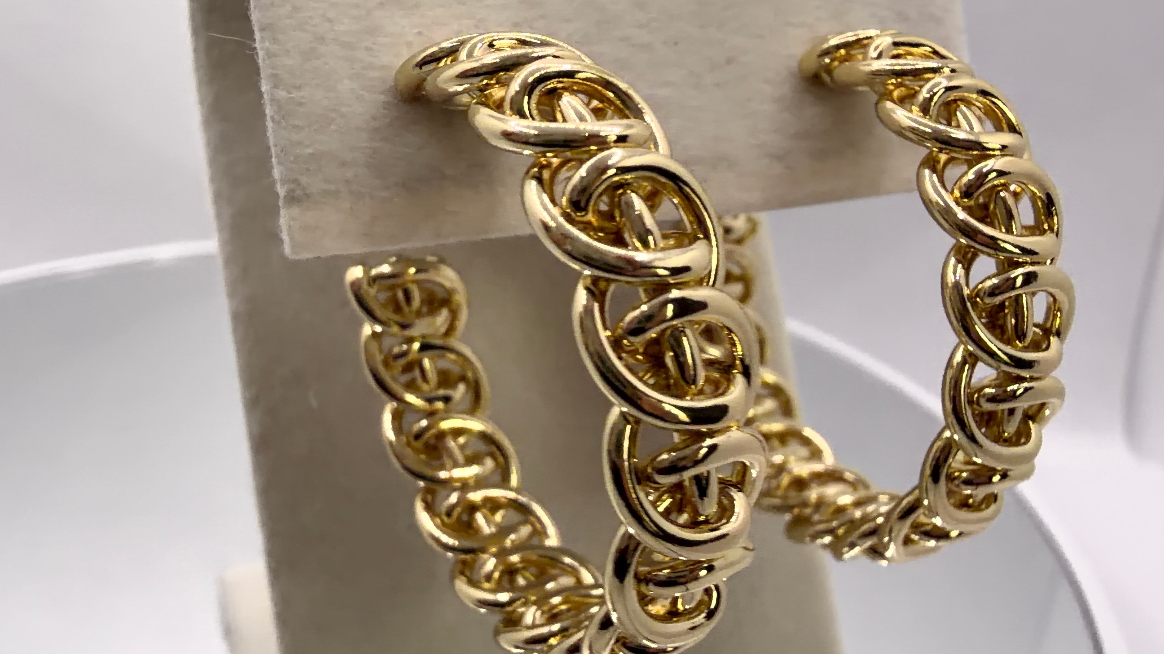 Gold Chain Link Hoop Earrings