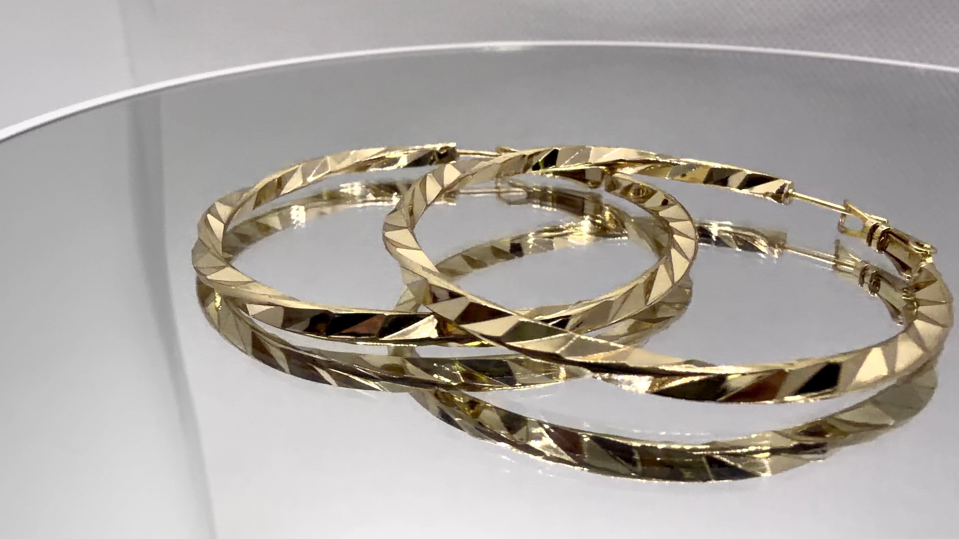 Diamond-Cut Hoop Earrings