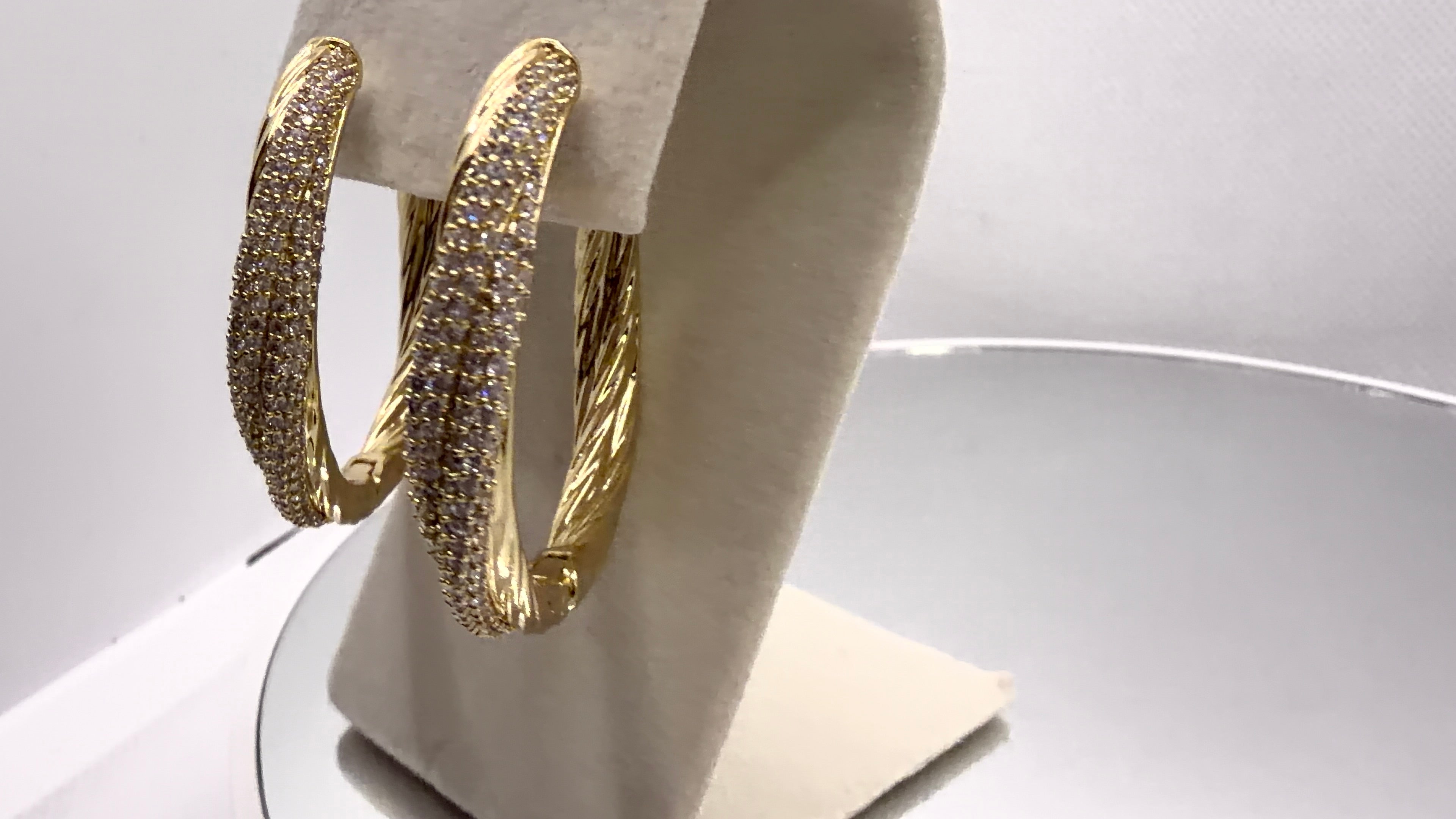 Twisted Rope Pavé CZ Hoop Earrings
