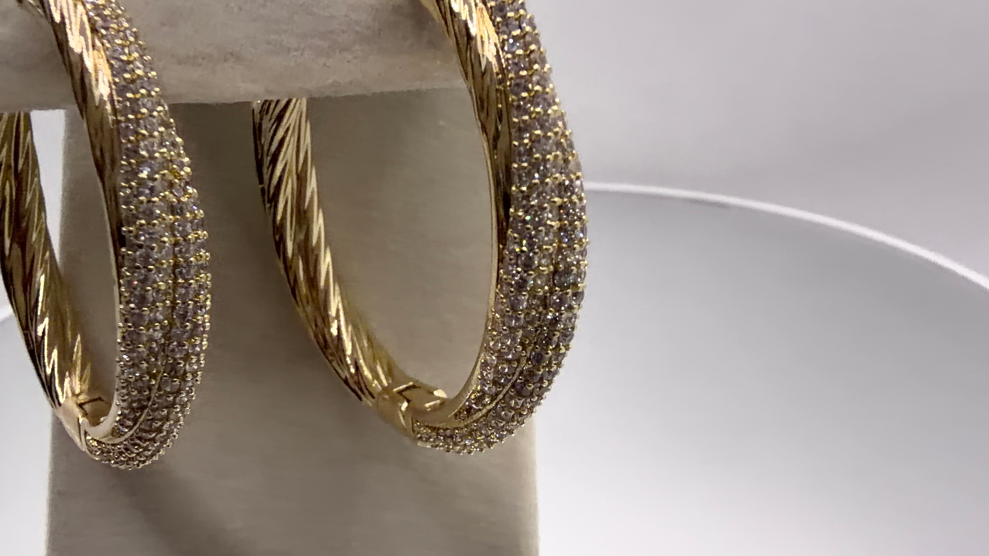 Twisted Rope Pavé CZ Hoop Earrings