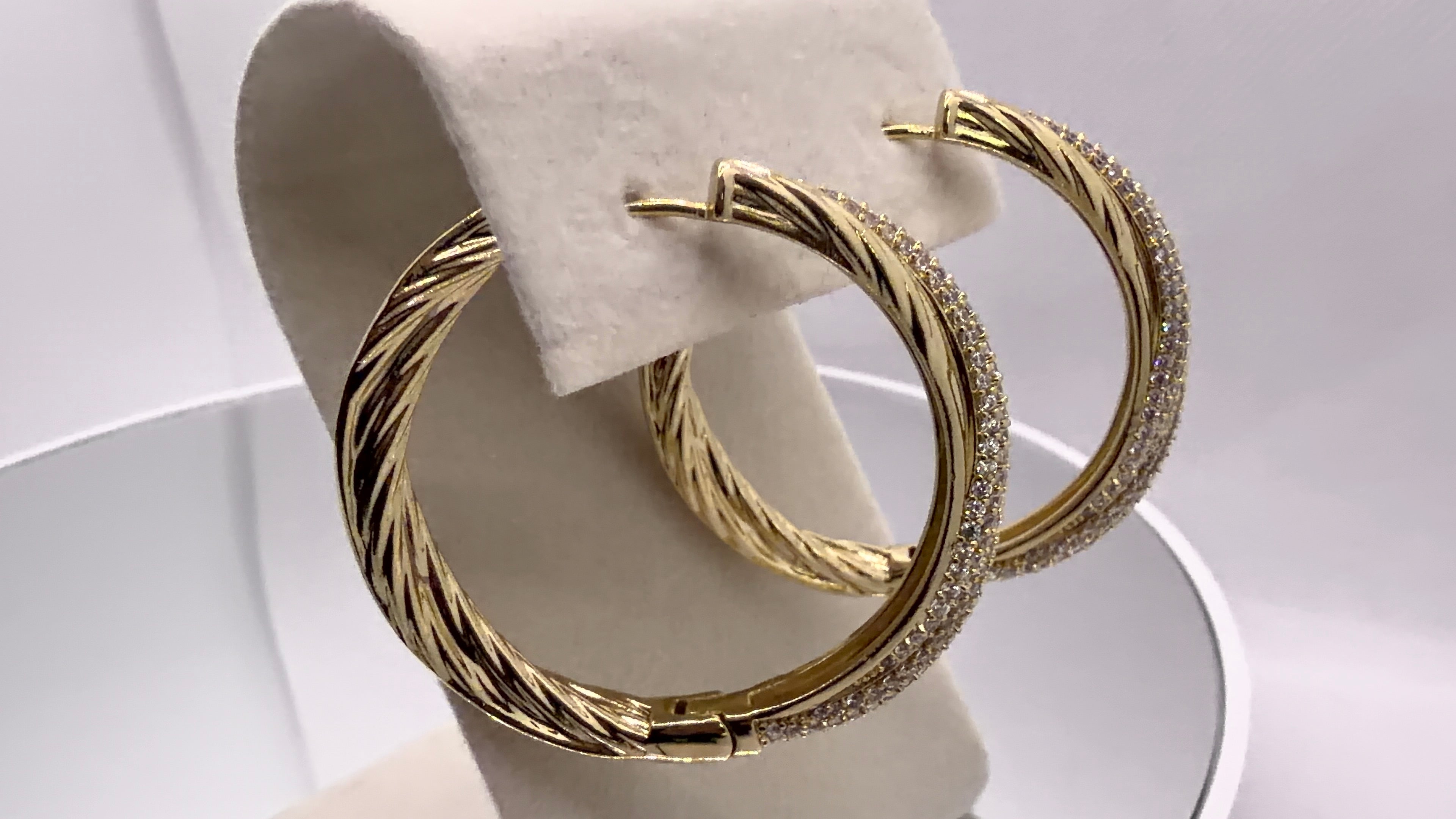 Twisted Rope Pavé CZ Hoop Earrings