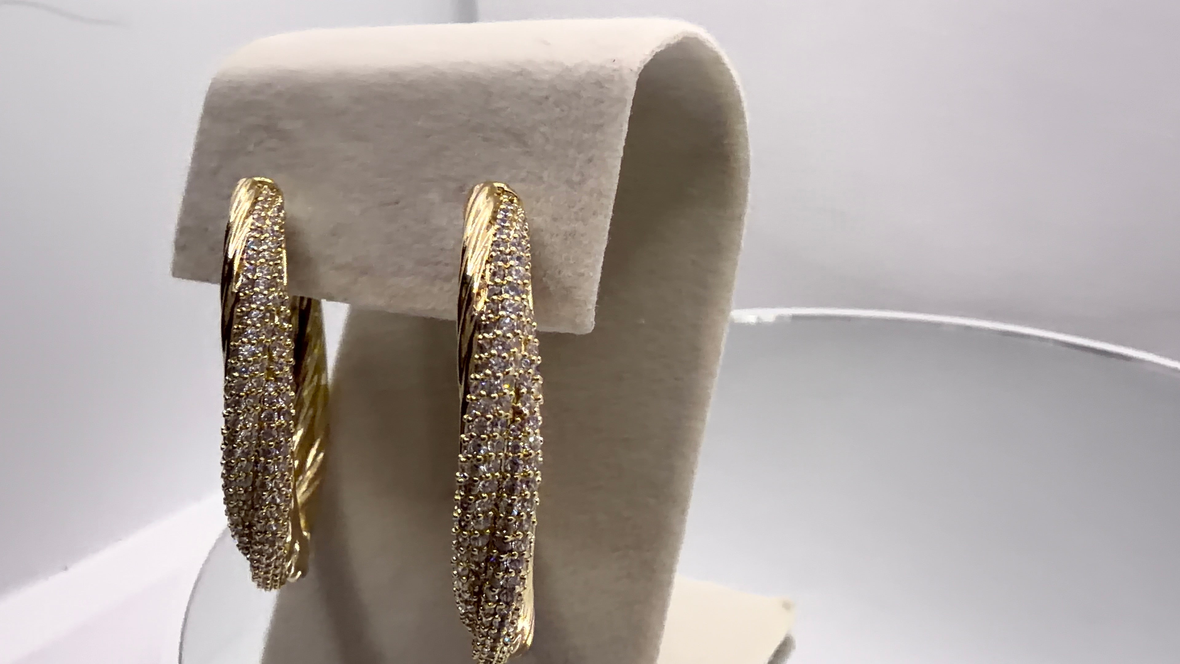 Twisted Rope Pavé CZ Hoop Earrings