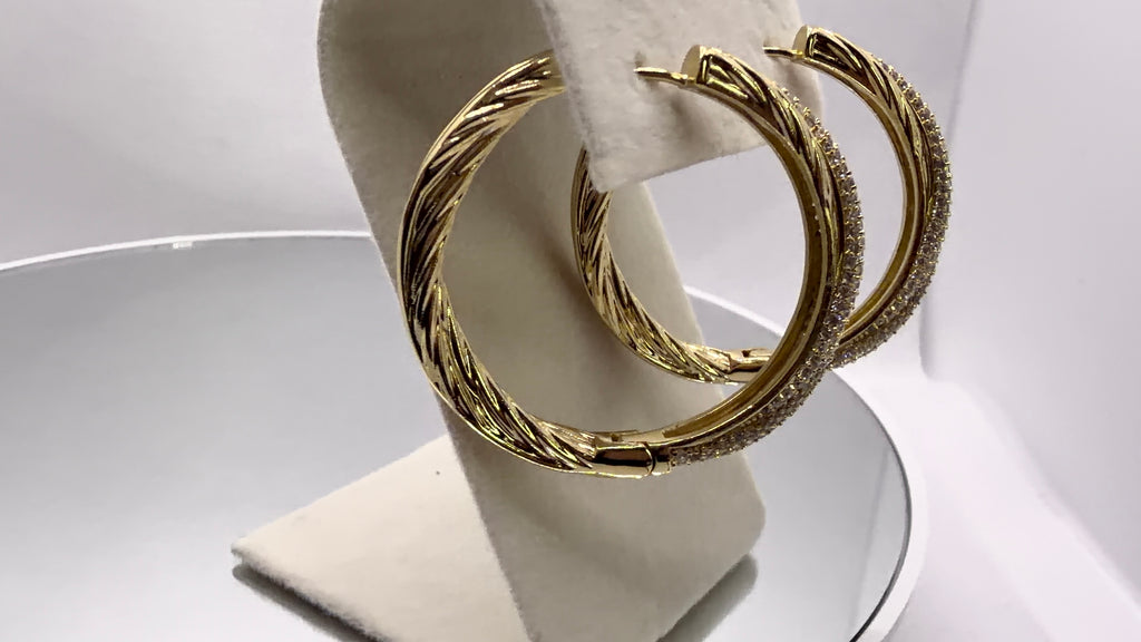 Twisted Rope Pavé CZ Hoop Earrings